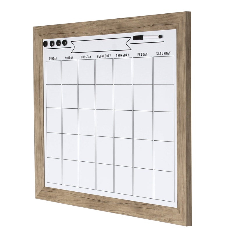 DesignOvation Beatrice Framed Magnetic Dry Erase Monthly Calendar, 23x29, Rustic Brown - Image 2
